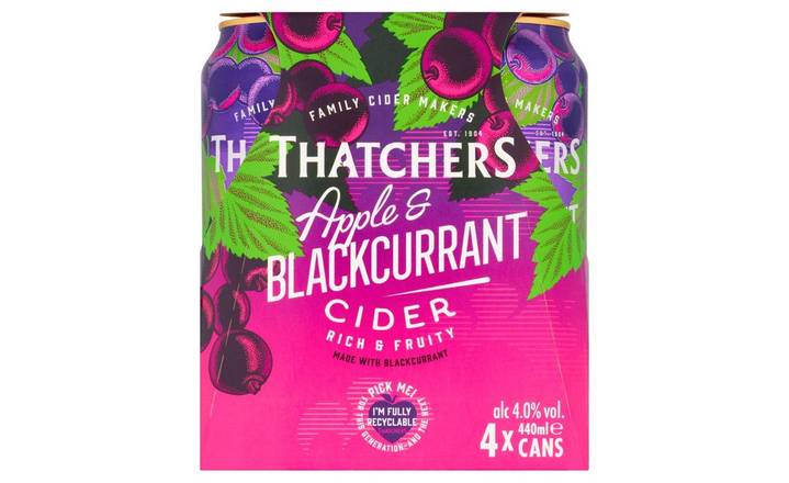Thatchers Apple & Blackcurrant Fruity Cider 4 x 440ml (406360)