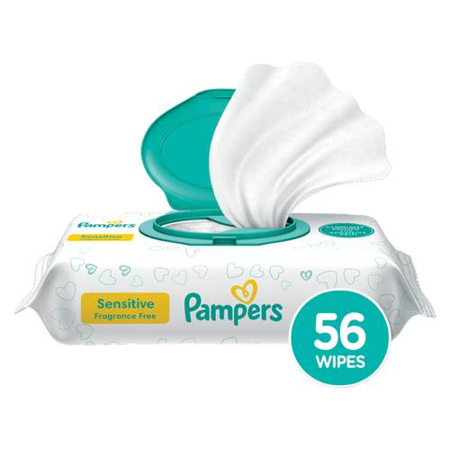 Pampers Sensitive Fragrance Free Baby Wipes 1X Pop-Top 56ct