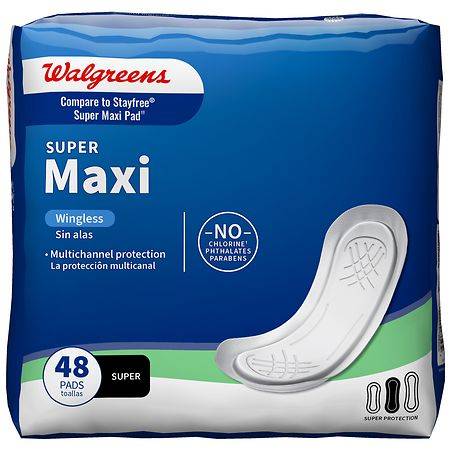 Walgreens Maxi Pads, Super Unscented