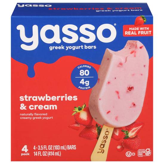 Yasso Greek Strawberries & Cream Yogurt Bars (strawberries & cream)