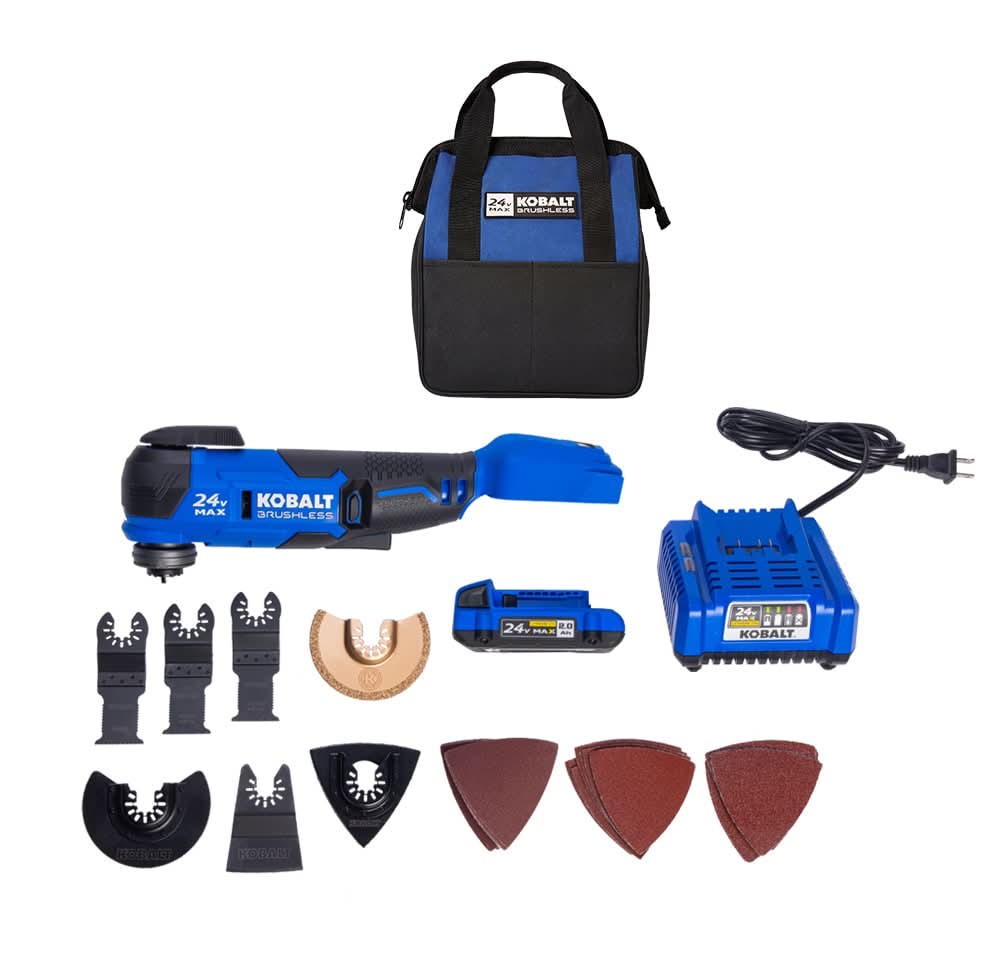 Kobalt 24-volt Cordless Brushless Variable speed 17 -Piece Oscillating Multi-Tool with Soft ( 1 -Batteries Included and Charger Included )