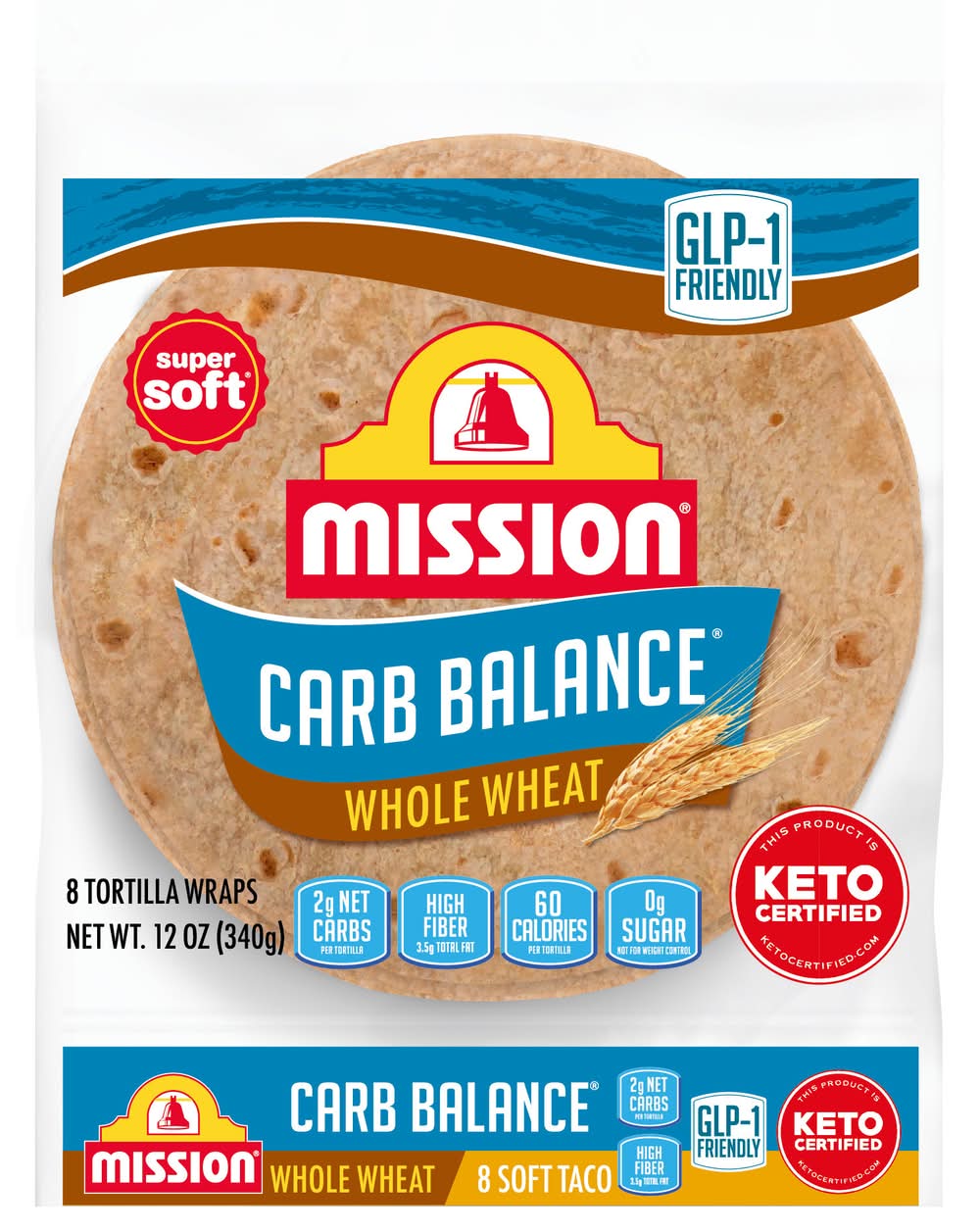 Mission Carb Balance Soft Taco Whole Wheat Tortilla Wraps (8 x 8 ct)