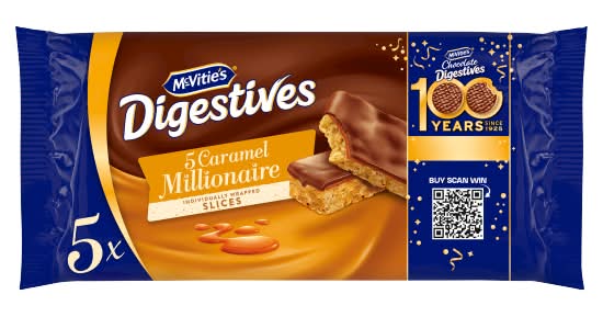 McVitie's Caramel, Digestive Slices Cake Snack Bars (5 pack)