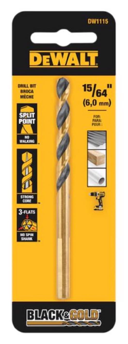 Dewalt Black & Gold 15/64 In. X 3.88 In. L High Speed Steel Drill Bit 3-Flat Shank 1 Pk