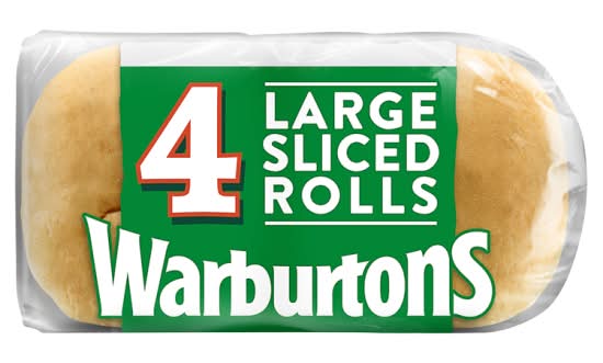 Warburtons Large, Big Sliced Bread Rolls (4 pack)