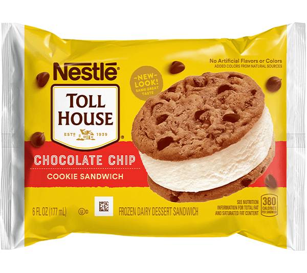 Nestle Tollhouse Vanilla Ice Cream Chocolate Chip Cookie Sandwich 6oz