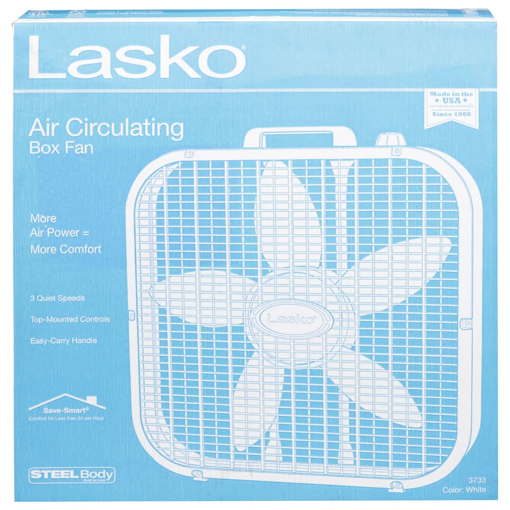 Lasko Air Circulating Box Fan, 20 in, White