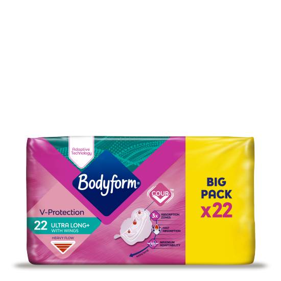 Bodyform Cour-V Ultra Long Sanitary Towels Wings (22 ct)