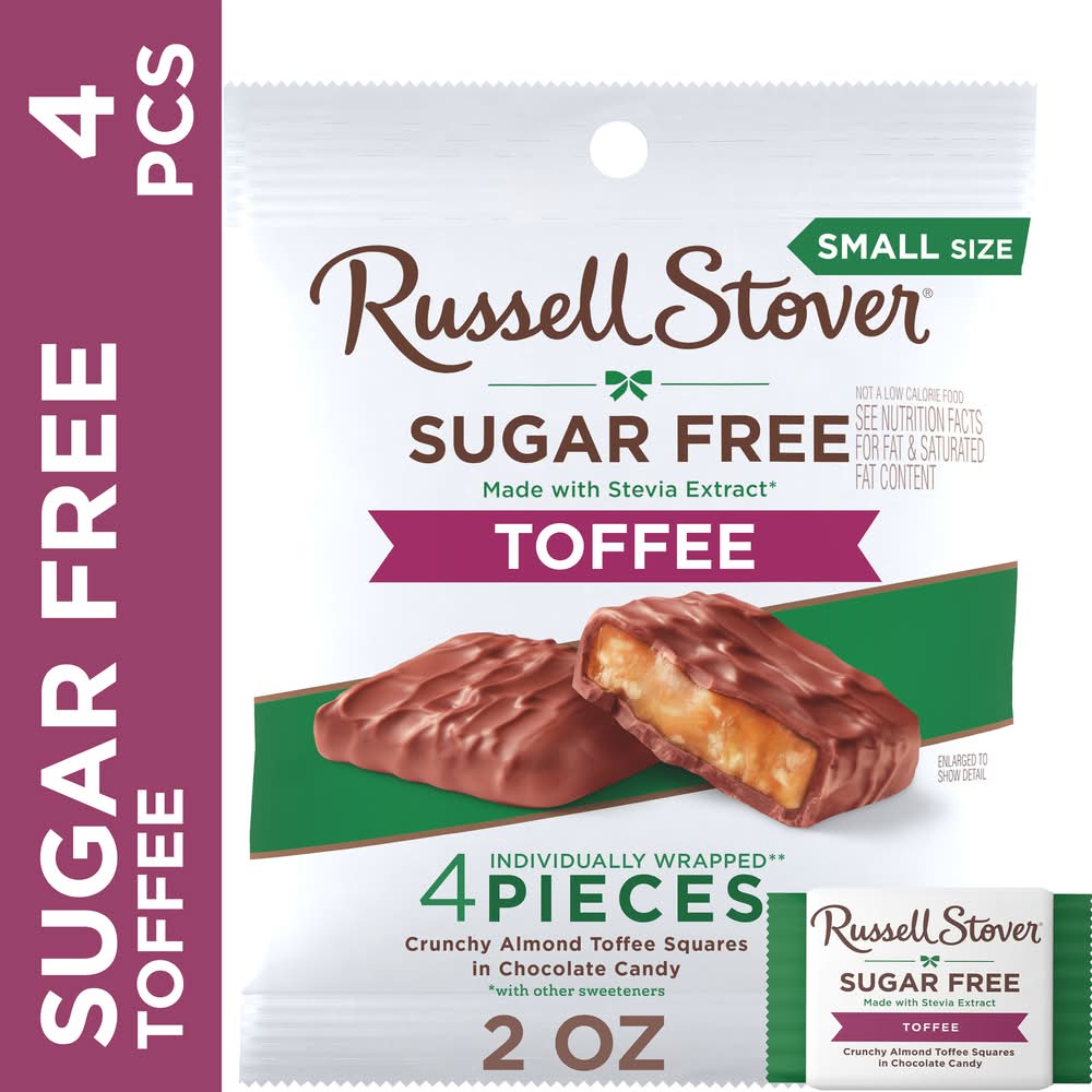 Russell Stover Sugar Free Toffee Squares in Chocolate Candy (2 oz, 4 ct)
