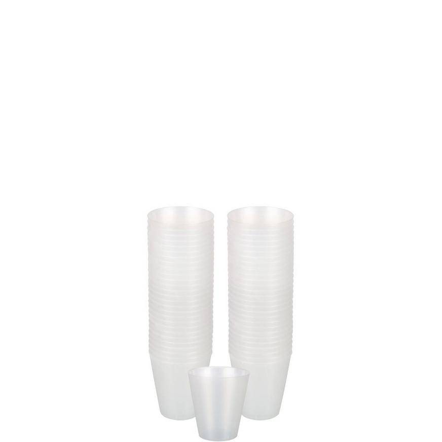 Pearl White Plastic Shot Glasses, 2oz, 100ct