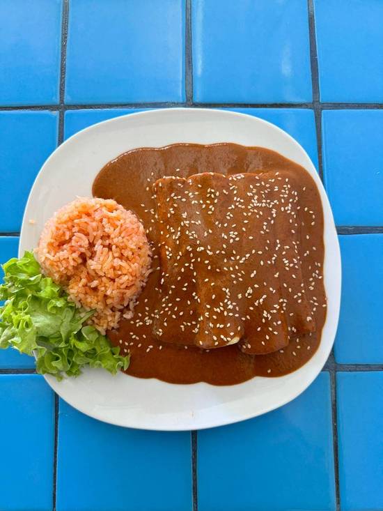 Plato de mole con arroz