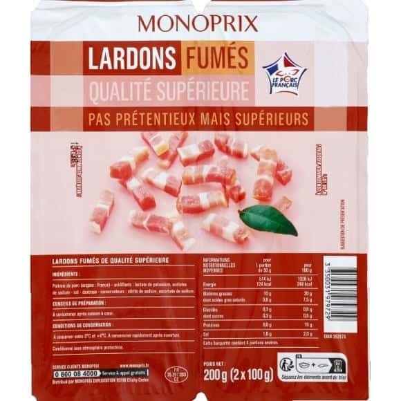 Monoprix Lardons Fumés Qualité Supérieure La Barquette De 200 G