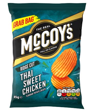 McCoy's Thai Sweet Chicken, Ridge Cut Potato Crisps (45g)