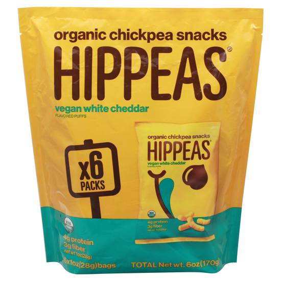 Hippeas Organic Chickpeas Puffs White Cheddar Flavored (6 ct)