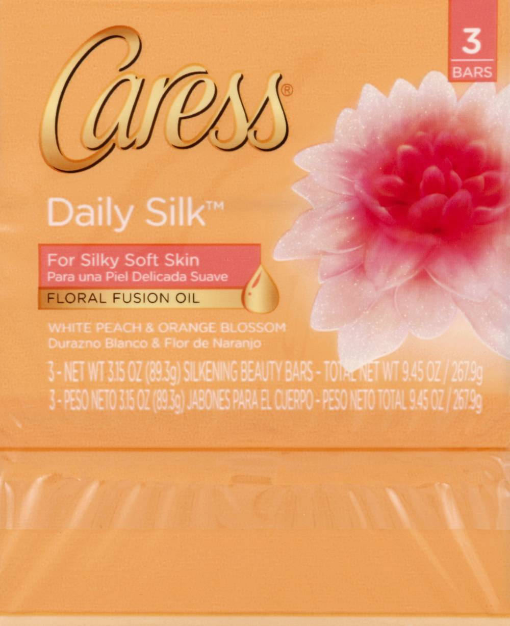 Caress White Peach & Orange Blossom Daily Silk Soap Bar (3 ct)