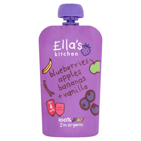 Ella's Kitchen Organic Bluberries, Apples, Bananas and Vanilla Baby Pouch 4+ Months (120g)