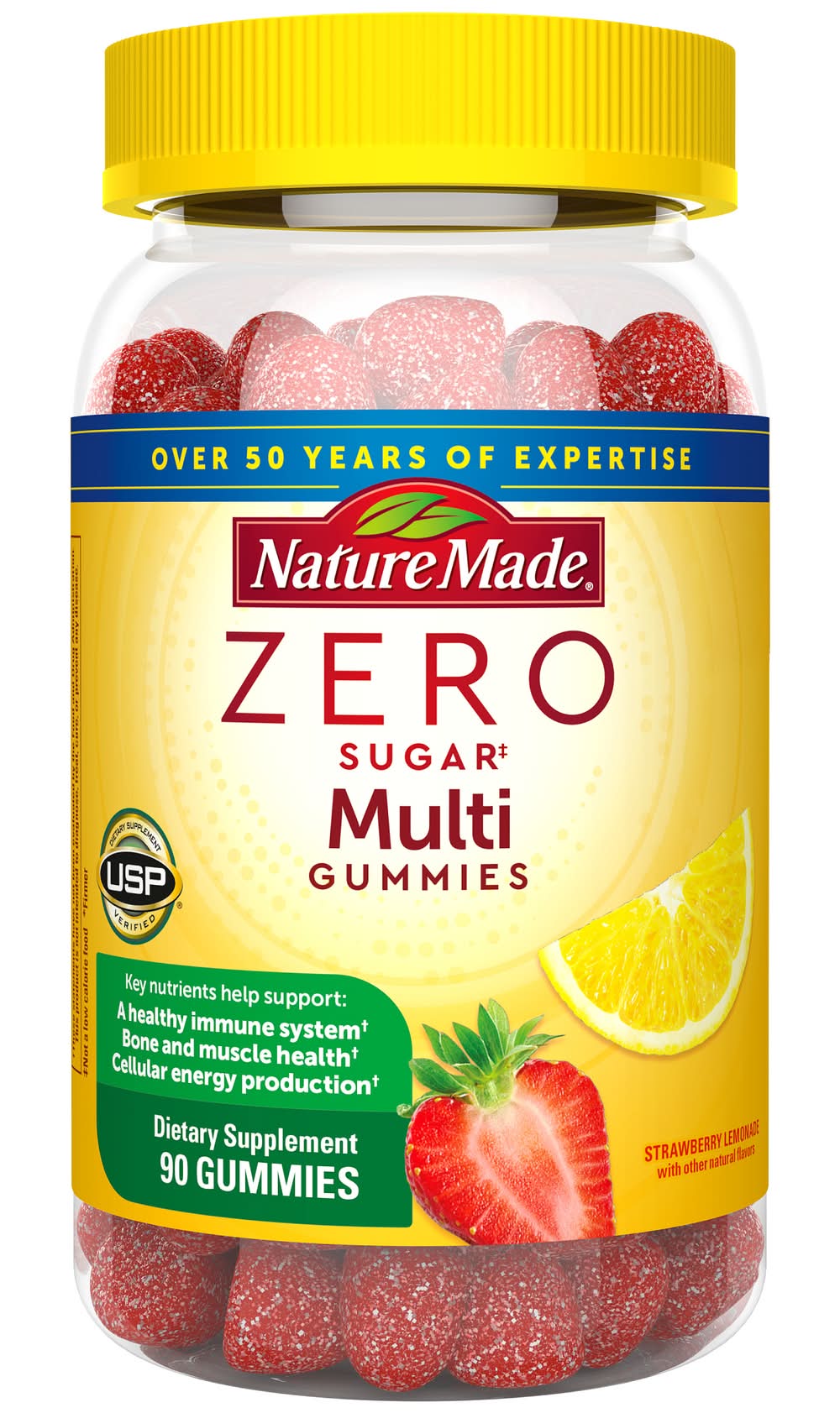 Nature Made Zero Sugar Multivitamin Gummies, Strawberry Lemonade (90 ct)