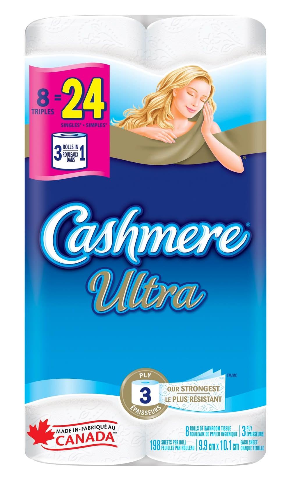 Cashmere Ultra 3-ply Bath Tissue (800 g, 8 ct)