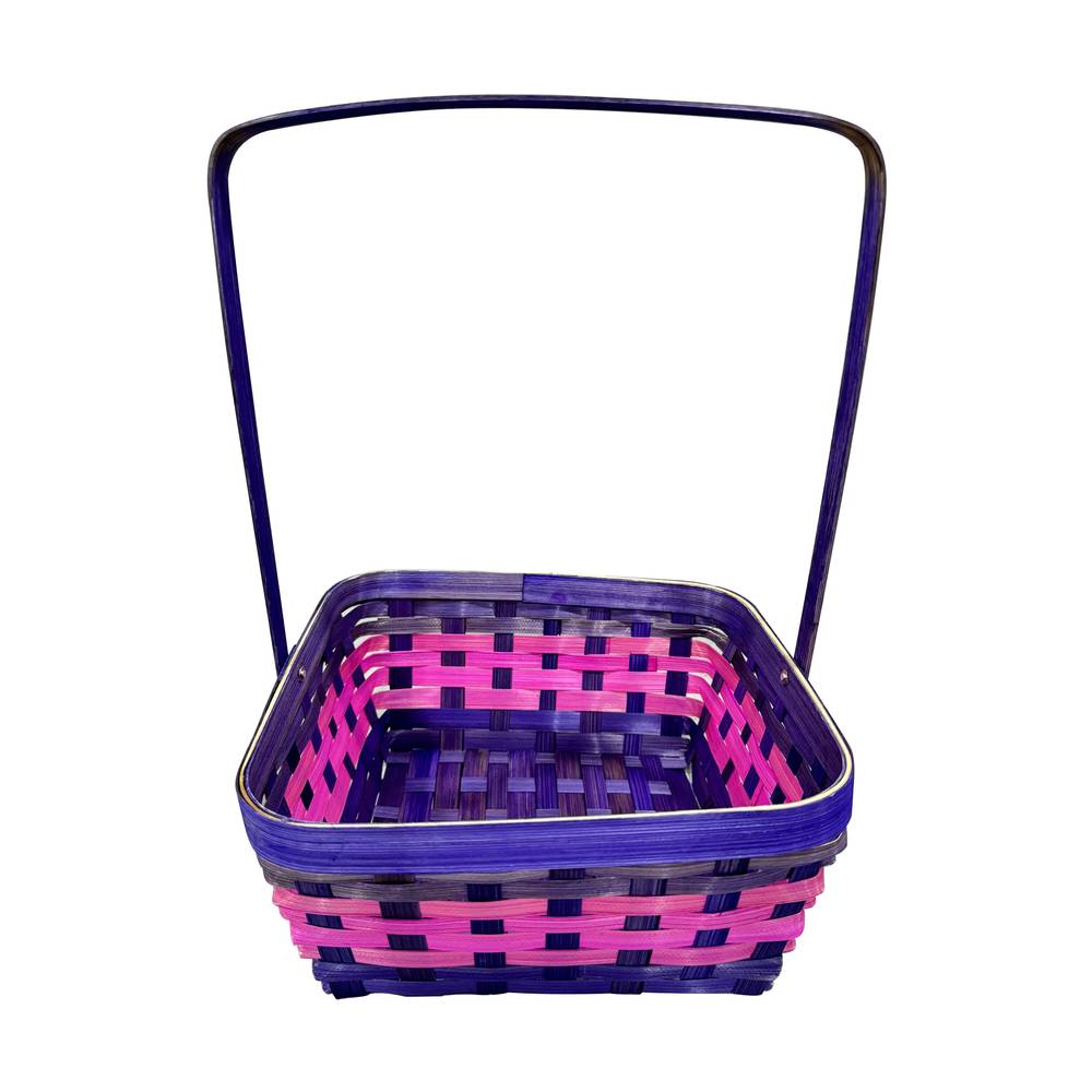Cottondale Square Bamboo Easter Basket, Purple & Pink