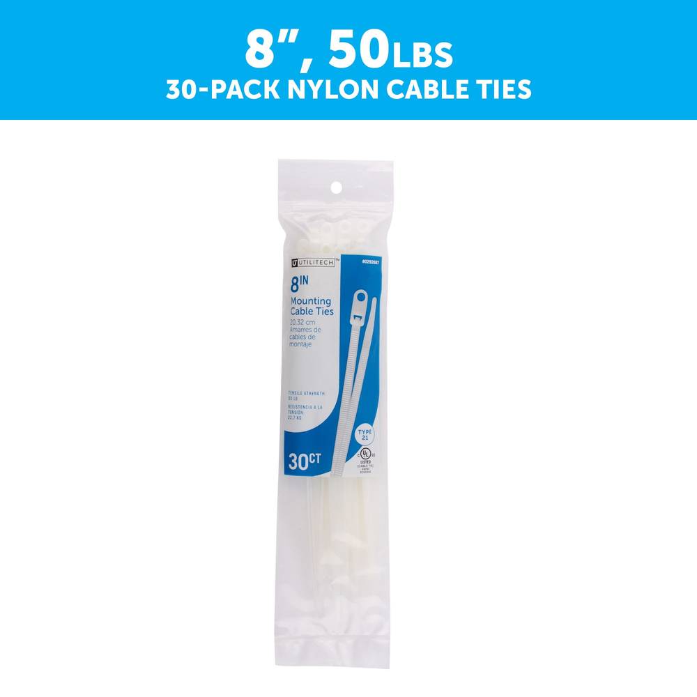 Utilitech 8-in Nylon Zip Ties Off-white (30-Pack) | SGY-CT13