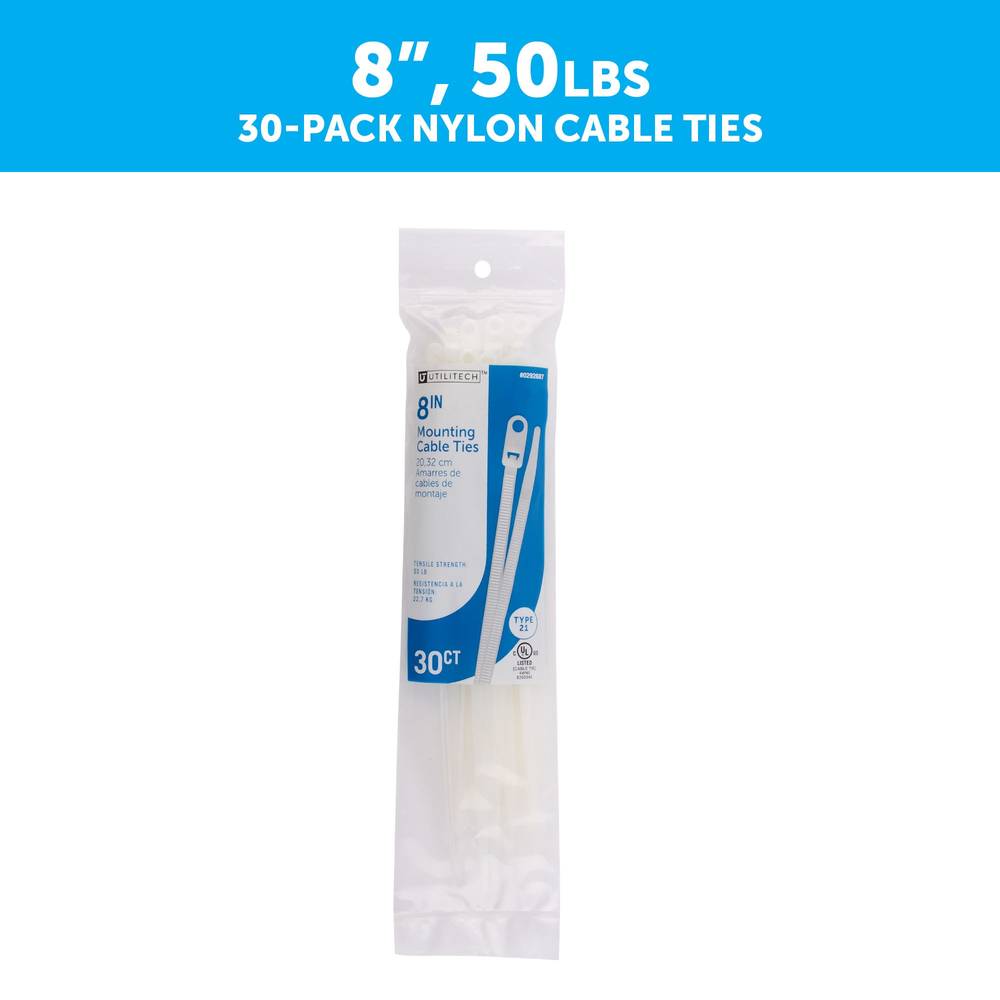 Utilitech 8-in Nylon Zip ties Off-white ( 30 -Pack) | SGY-CT13