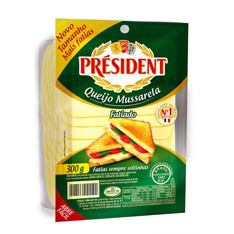 Président queijo mussarela fatiado (300 g)