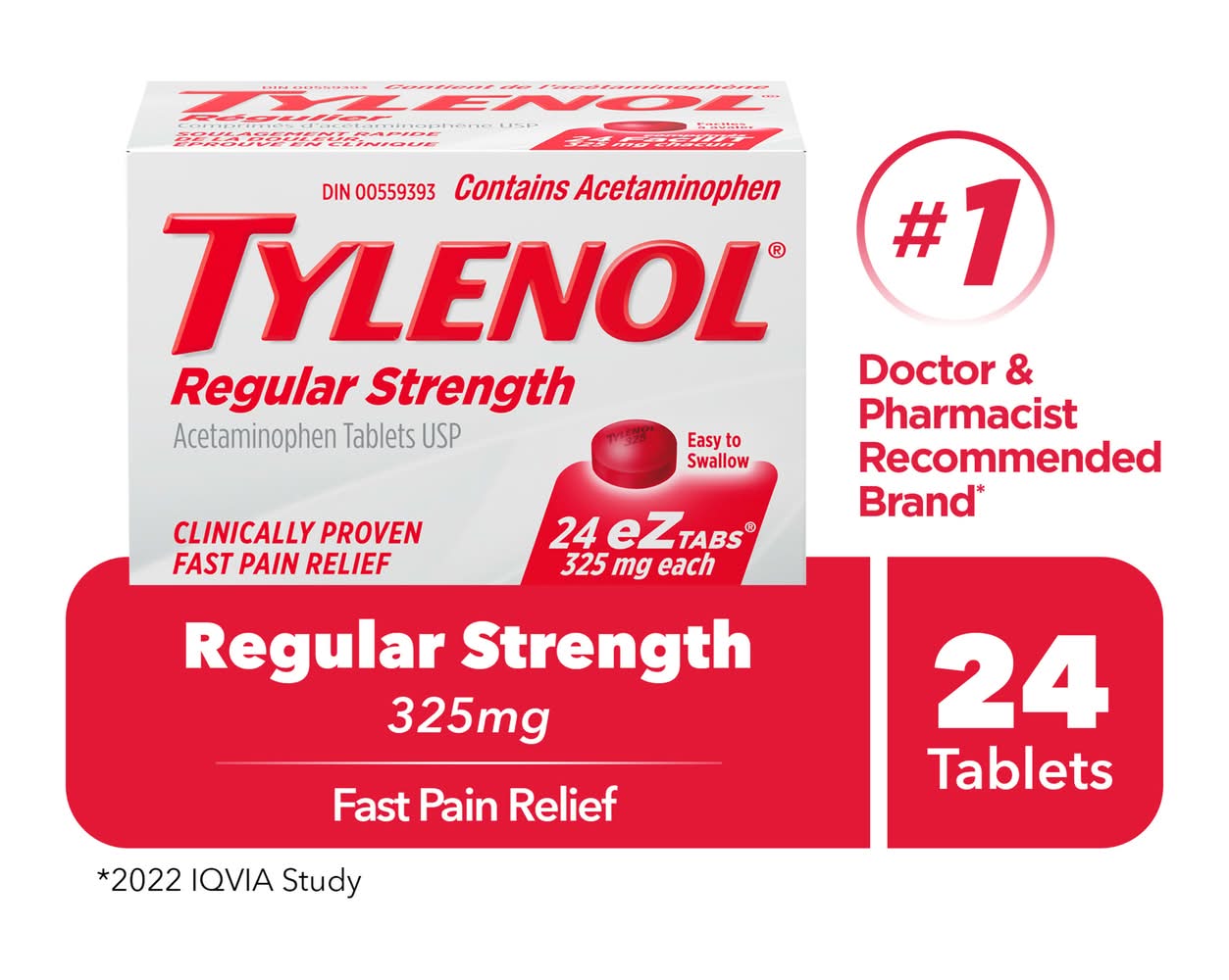 Tylenol Regular Strength Acetaminophen Tablets 325 mg (50 g)