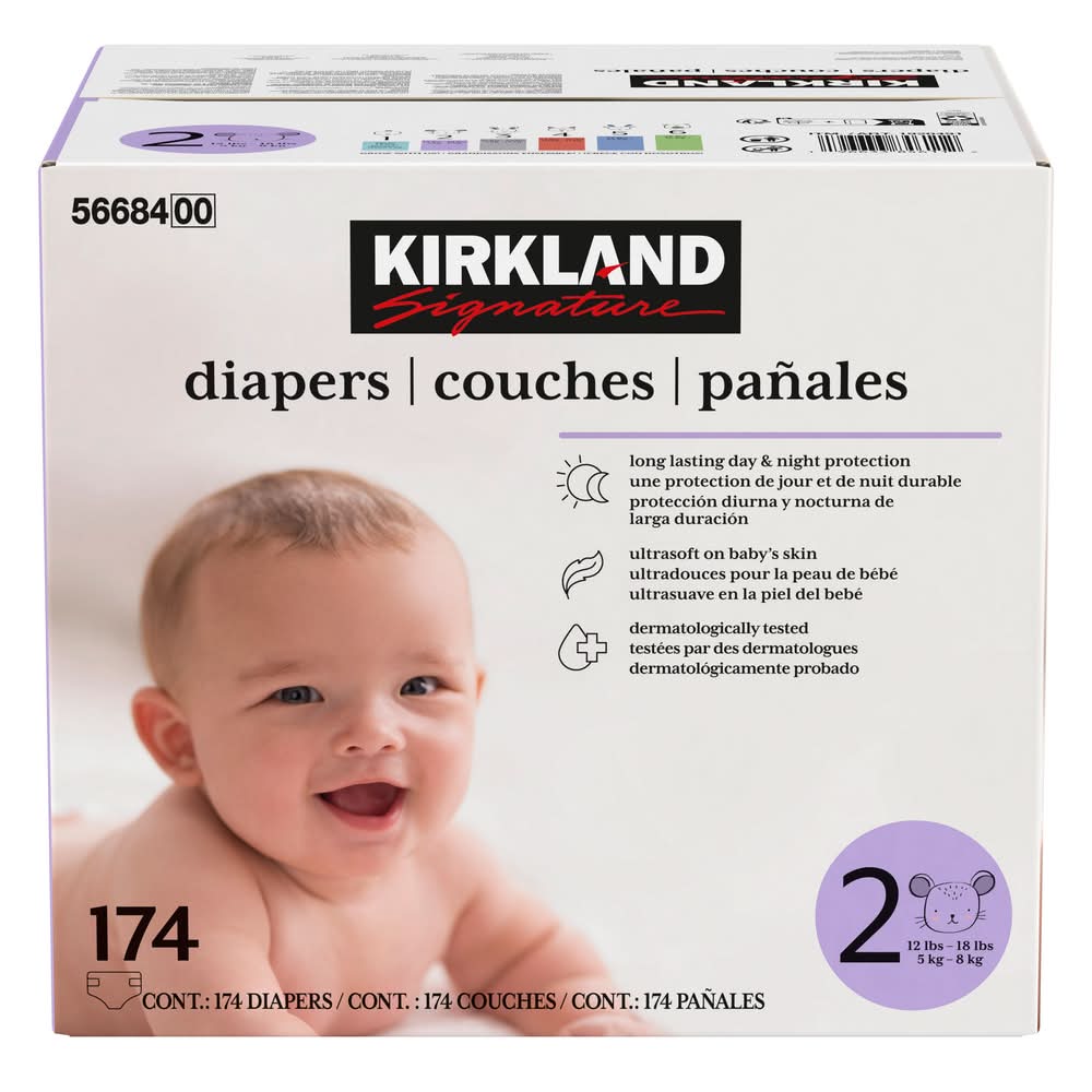 Kirkland Signature – Couches Taille 2, Paquet De 174 / Kirkland Signature Diapers Size 2, 174-Count