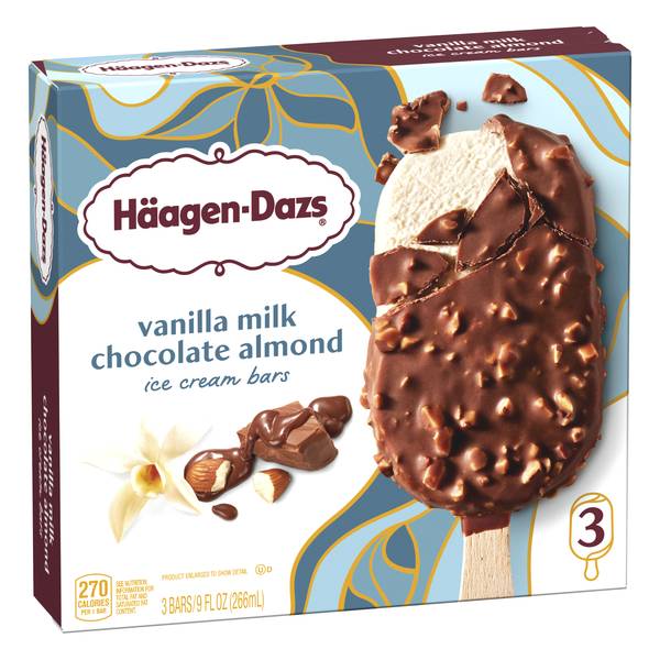 Häagen-Dazs Ice Cream Bars, Vanilla Milk-Chocolate-Almond (3 fl oz, 3 ct)