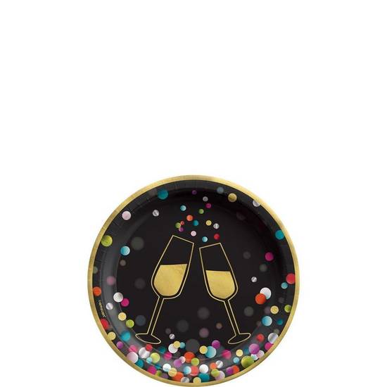 Amscan Gold Confetti Dots Round Plates (24x 6in counts)