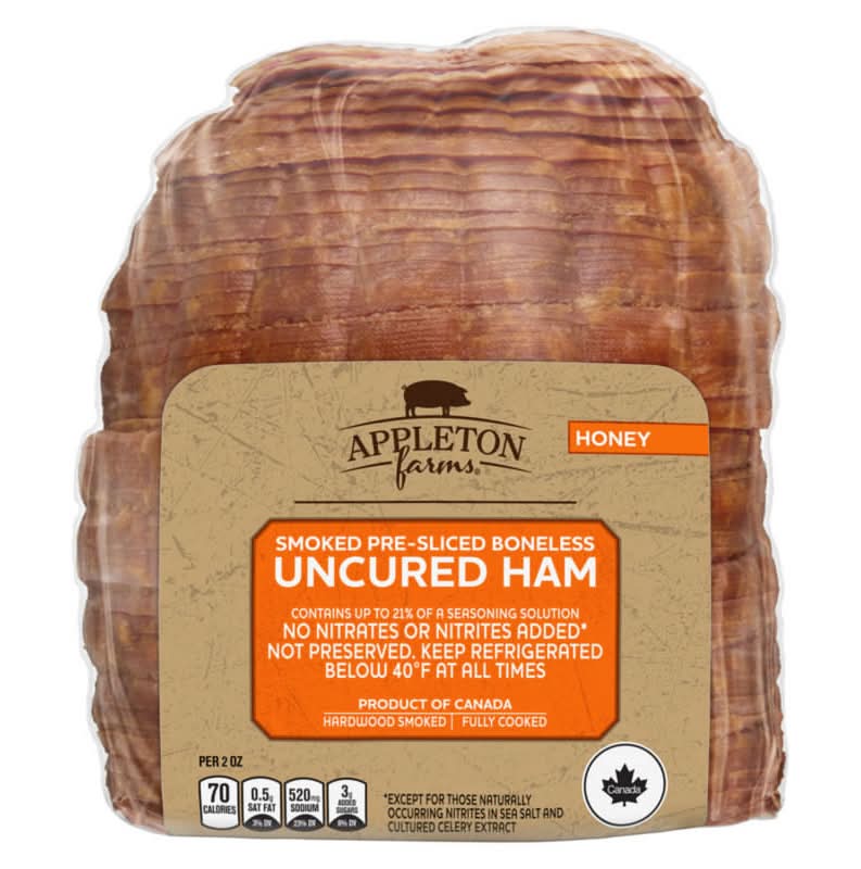 Appleton Farms Smoked Pre Sliced Boneless Uncured Ham, Honey