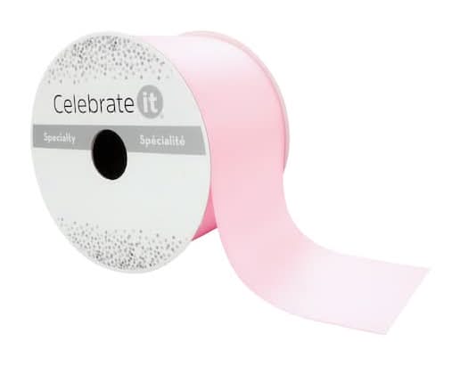 Celebrate It Specialty Satin Ribbon, 2.5 in x 10 yd, Pink