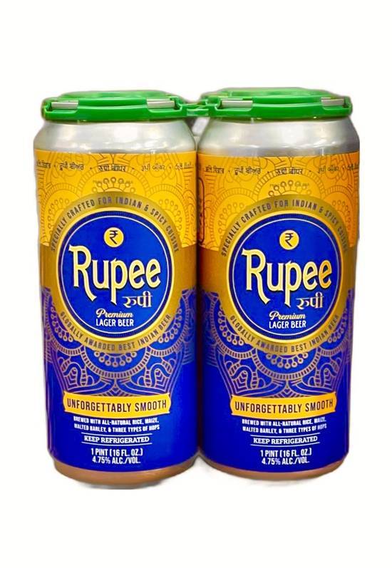 Rupee Beer Indian Lager (4x 16oz cans)
