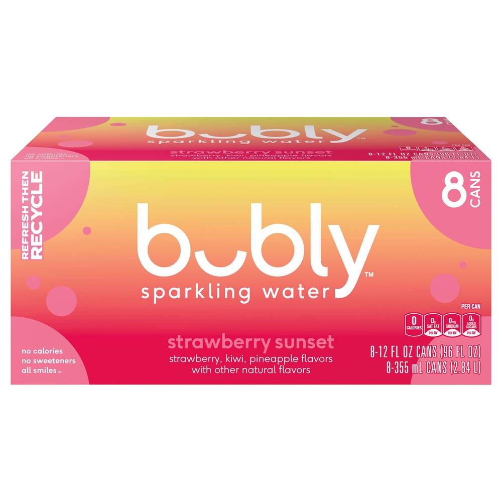 bubly Sparkling Water, Strawberry-Kiwi-Pineapple (8 x 12 fl oz)