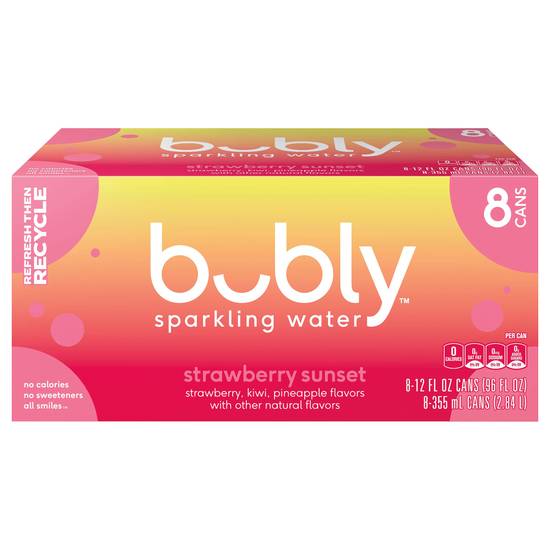 Bubly Sparkling Water (8 ct, 12 fl oz) (strawberry-kiwi-pineapple)