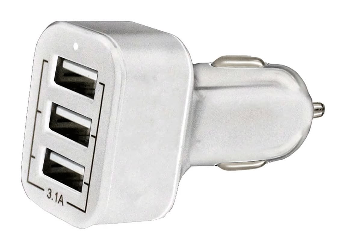 Wireless Gear 3 Port Usb Car Charger, White