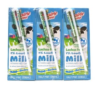 Prairie Farms 1% Lactose Free Milk (3 x 8 fl oz)