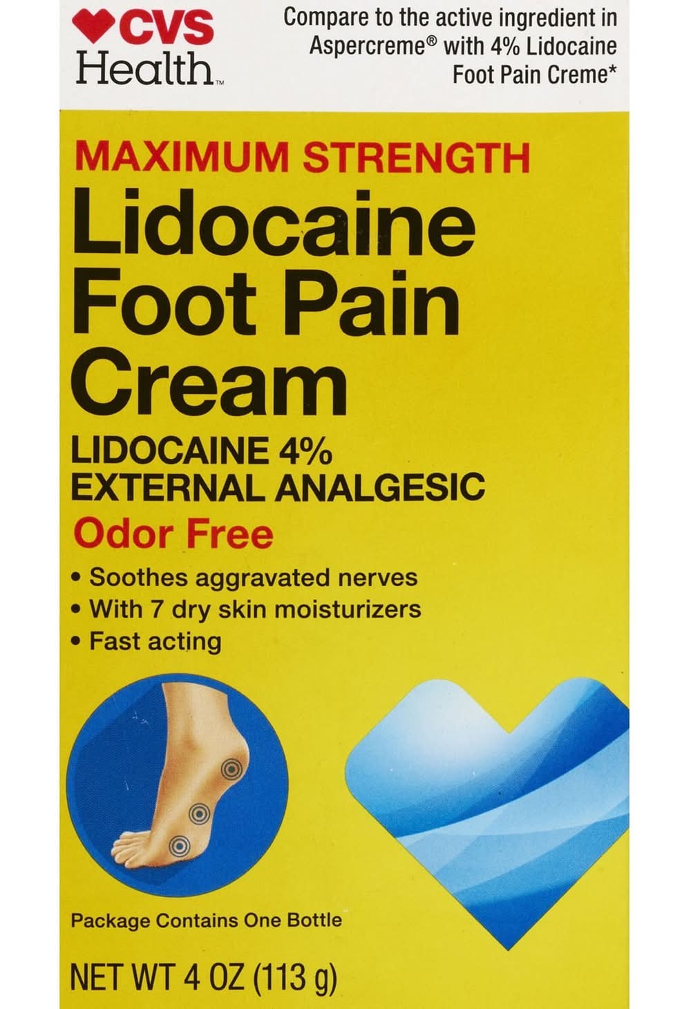 CVS Health Maximum Strength Lidocaine Foot Pain Cream (4 oz)