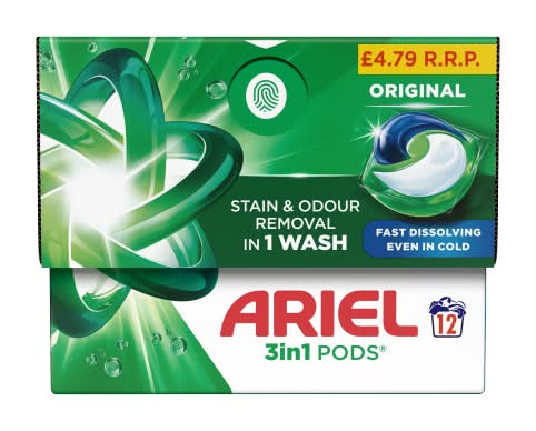Ariel 3In1 Pods, Washing Liquid Capsules (12 pack)