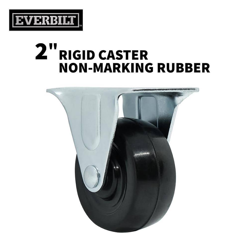 Everbilt 2 In. Black Soft Rubber And Steel Rigid Plate Caster With 90 Lbs. Load Rating