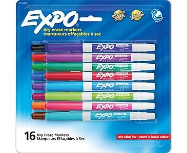 Expo Dry Erase Markers, Fine Tip, Assorted Colors, 16/Pack (2138471)