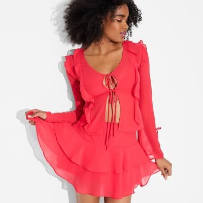 knee length dresses for ladies The Gauze Mini Tiered Dress main image 0