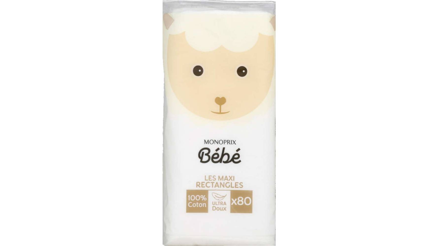 Monoprix Bébé Les maxi cotons rectangles 100% coton Le paquet de 80 cotons