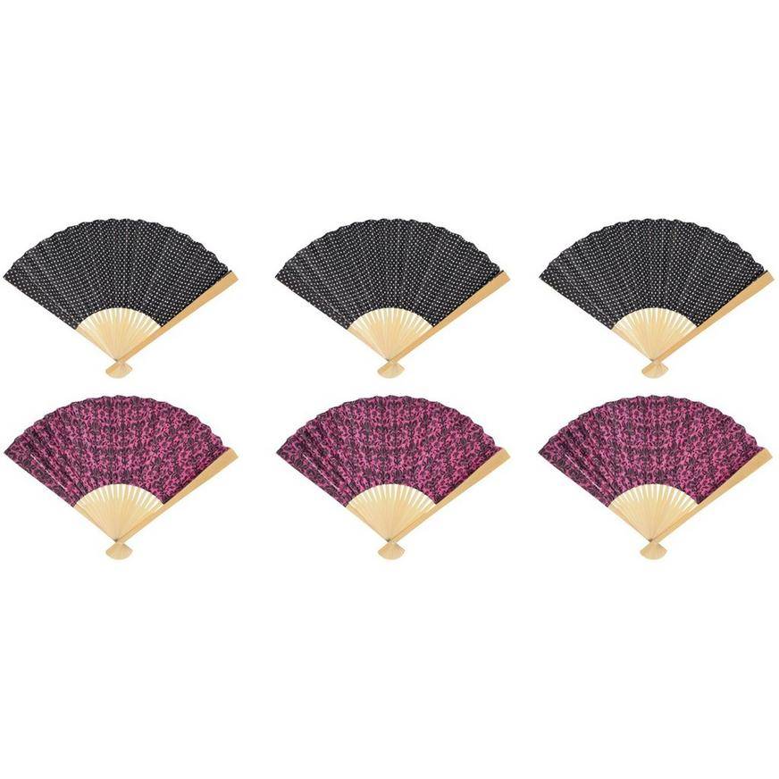 Party City Polka Dot Damask Fans (small/black-pink)