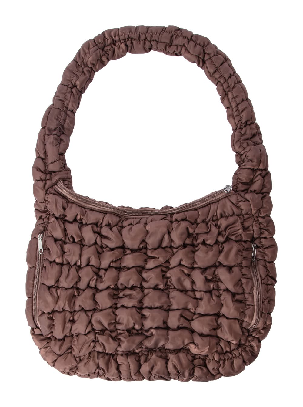 Puffy Quilted Handbag Brown