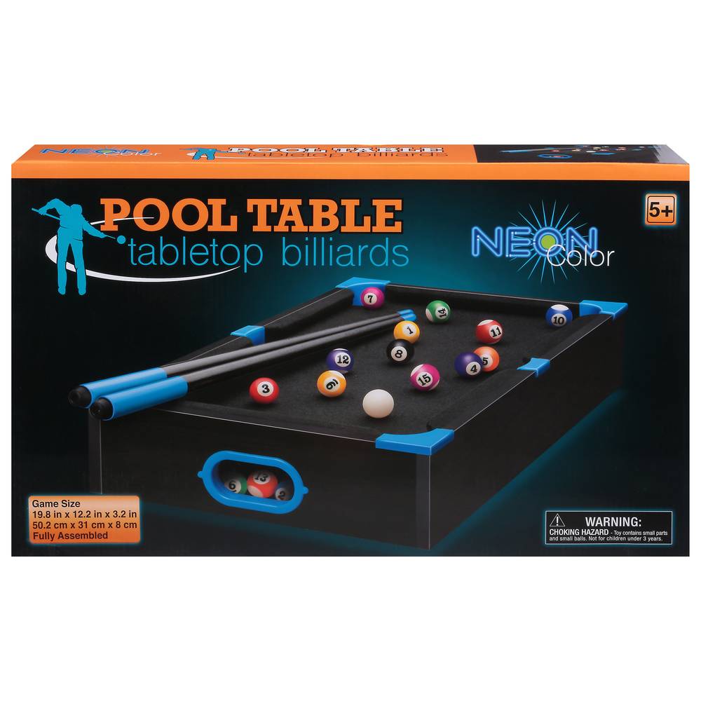 PMT Holdings Pool Table Tabletop Billiards, 5+, Neon