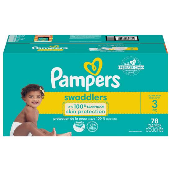 Pampers Swaddlers Active Baby Size 3 Baby Diapers (70 ct)