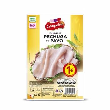 Pechuga de pavo en lonchas Campofrío sin gluten y sin lactosa 70 g.