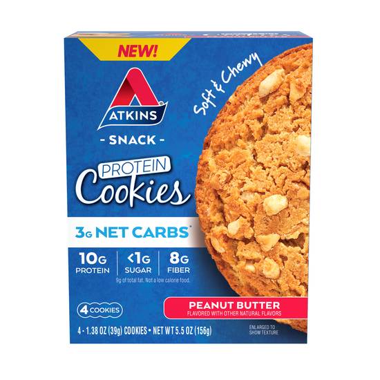 Atkins Soft and Chewy Peanut Butter Protein Cookie, Keto Friendly, High Protein, Low Carb - 4 ct