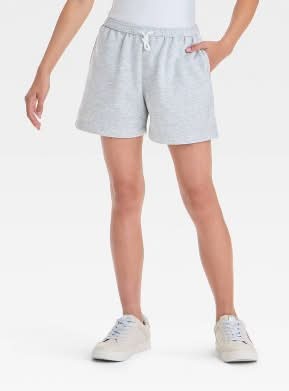 Girls' Fleece Pull-On Shorts - art class™ Heather Gray M: Midweight, Loose Fit, Elastic Waistband